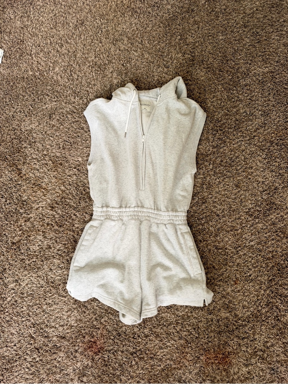 Abercrombie & Fitch Light Gray Sleeveless Hooded Romper